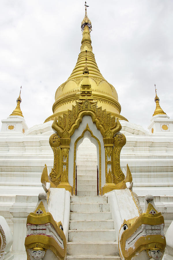 White Buddhist Temple With A Golden Photograph by © Santiago Urquijo