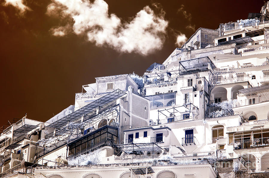 White Buildings in Positano Italy Infrared Photograph by John Rizzuto