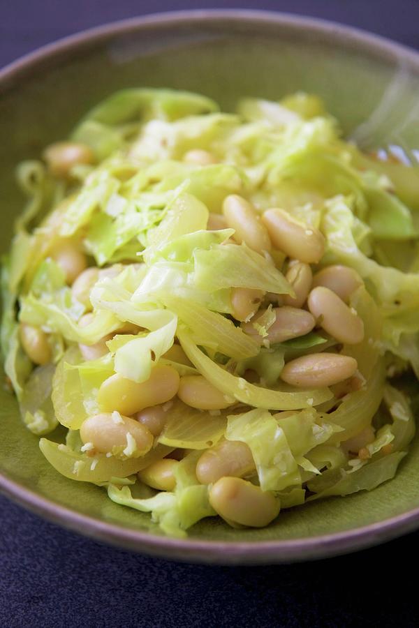 White Cabbage Salad With Cannellini Beans Photograph by Joy Skipper Foodstyling