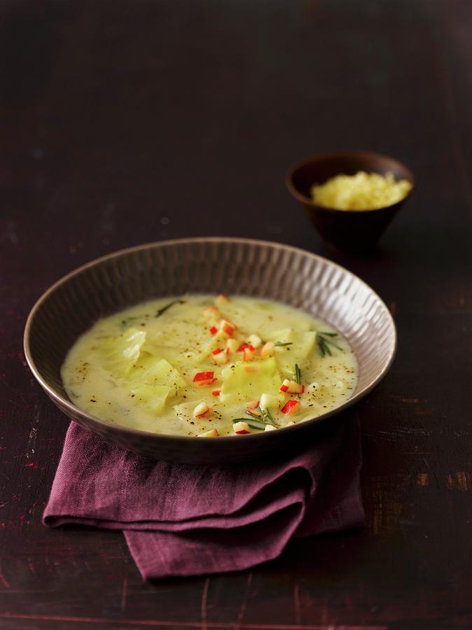 White Cabbage Soup With Bulgur, Apple And Rosemary Photograph by Jalag / Mika Olsen
