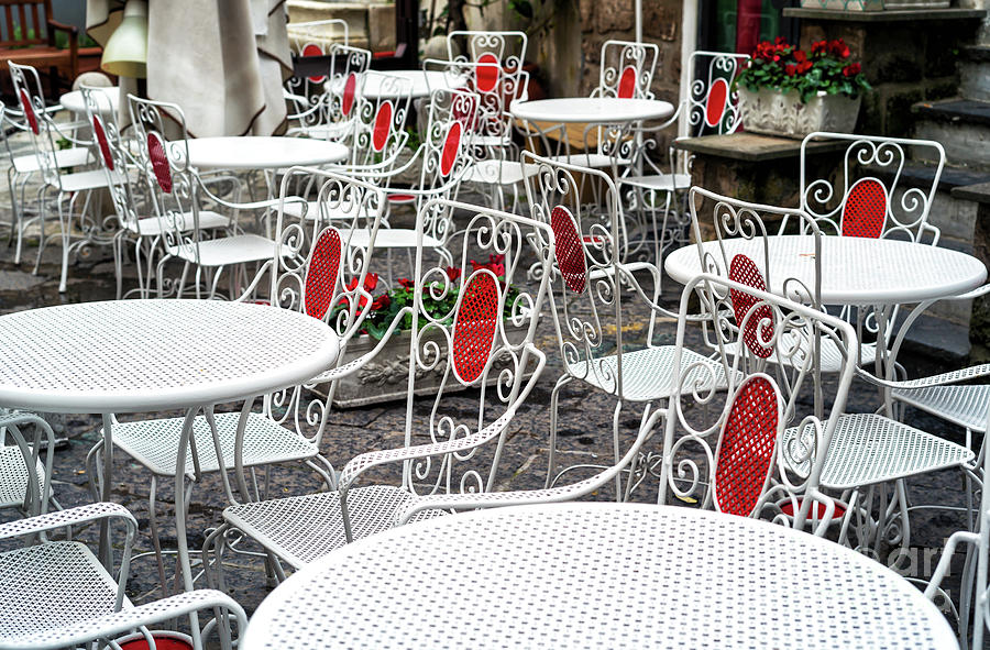 White Cafe Tables in Sorrento Photograph by John Rizzuto