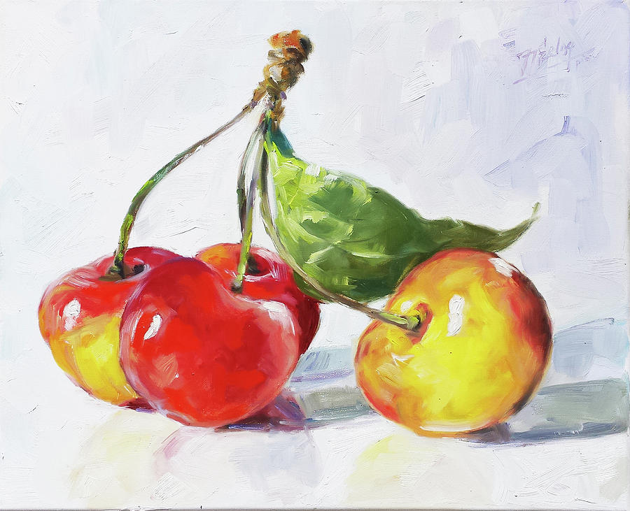 White cherries Painting by Irek Szelag