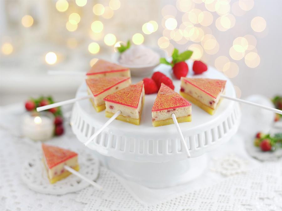 White Chocolate And Raspberry Lollies For Christmas Photograph by Ian Garlick
