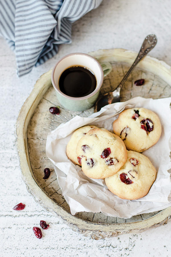 White Chocolate And Sultana Cookies Photograph by Alice Del Re