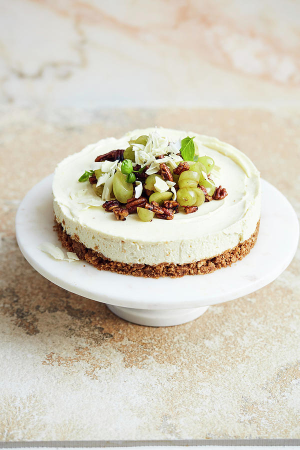 White Chocolate Cake With Grapes And Pecan Nuts Photograph by Thorsten Suedfels / Stockfood Studios