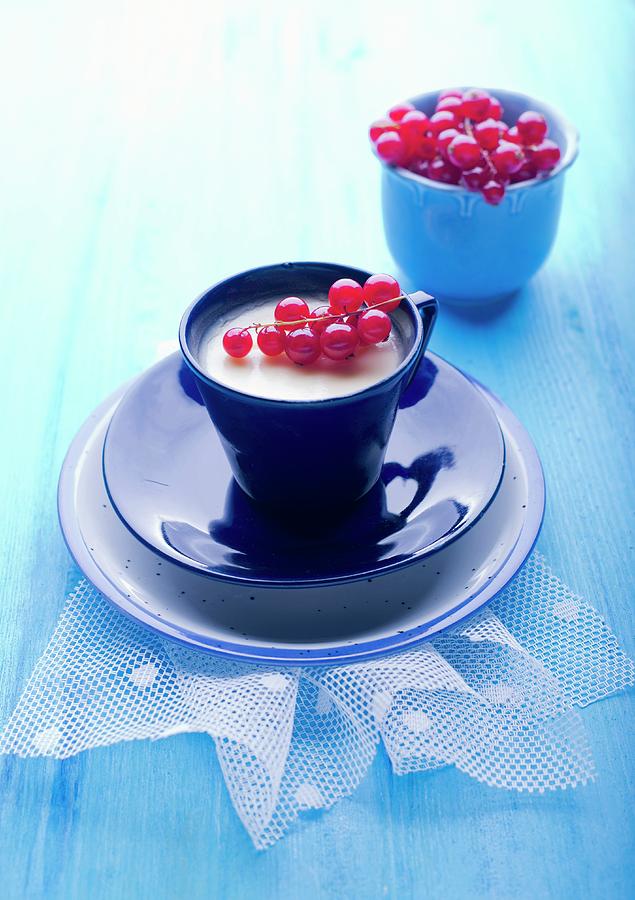 White Chocolate Mousse In A Cup With Redcurrants Photograph by Dorota Indycka