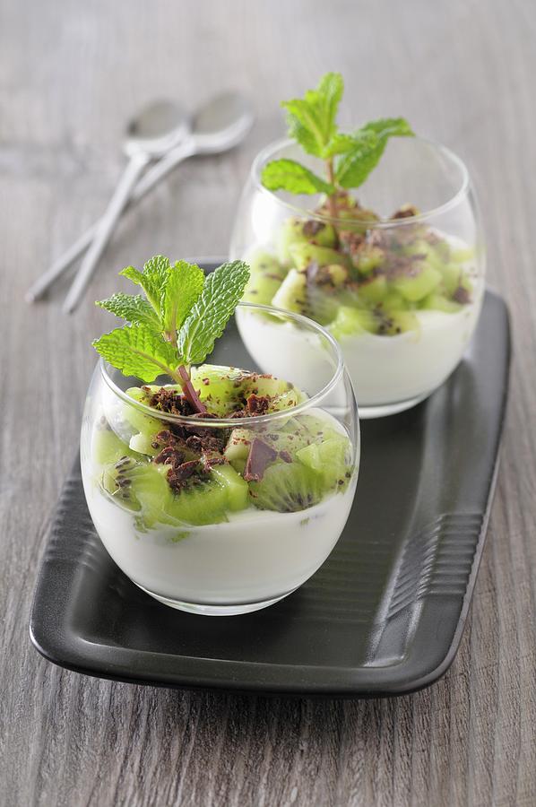 White Chocolate Mousse With Kiwi And Mint Photograph by Jean-christophe Riou