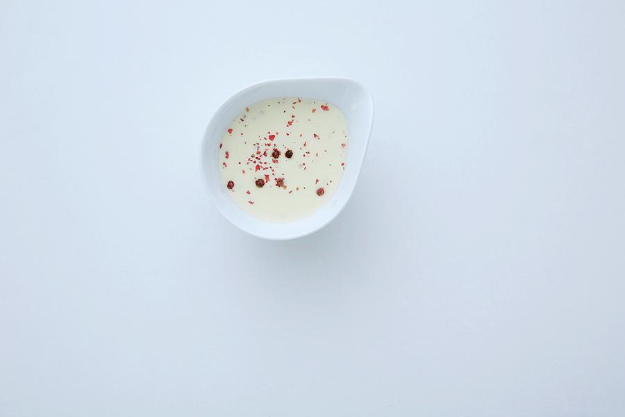 White Chocolate Mousse With Pink Pepper top View Photograph by Jalag / Stefan Bleschke