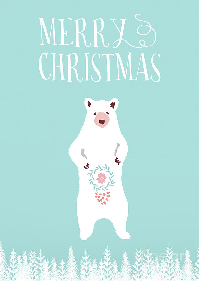 Christmas Mixed Media - White Christmas Bear by Amanda Jane