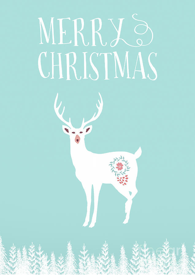 Deer Mixed Media - White Christmas Stag by Amanda Jane