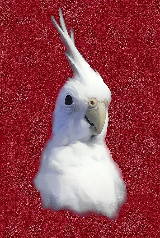 White Cockatiel Digital Art
