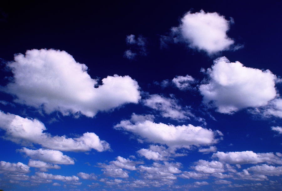 White Cumulus Clouds In Deep Blue Sky Photograph by Doug Armand
