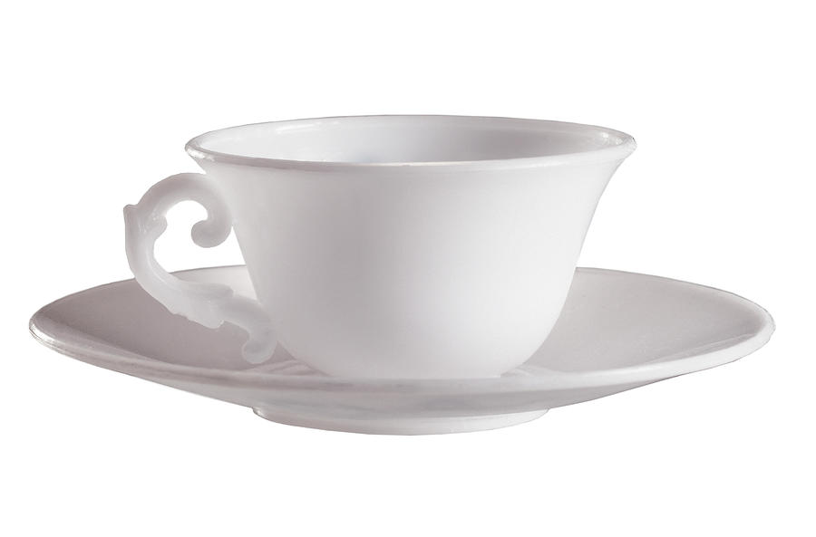 Coffee Drawing - White Cup and Saucer by CSA Images