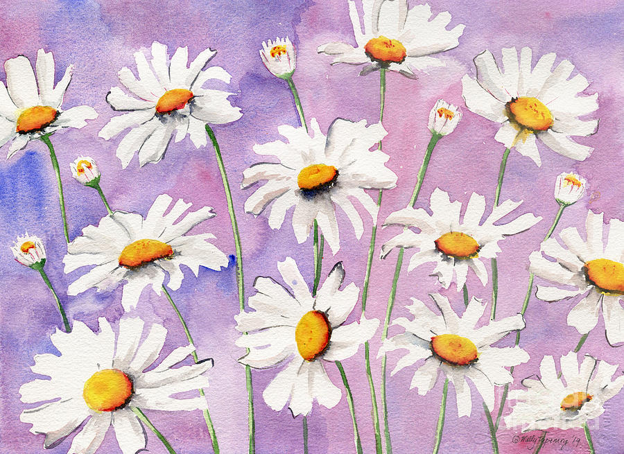 White Daisies Bloom Painting by Melly Terpening - Fine Art America