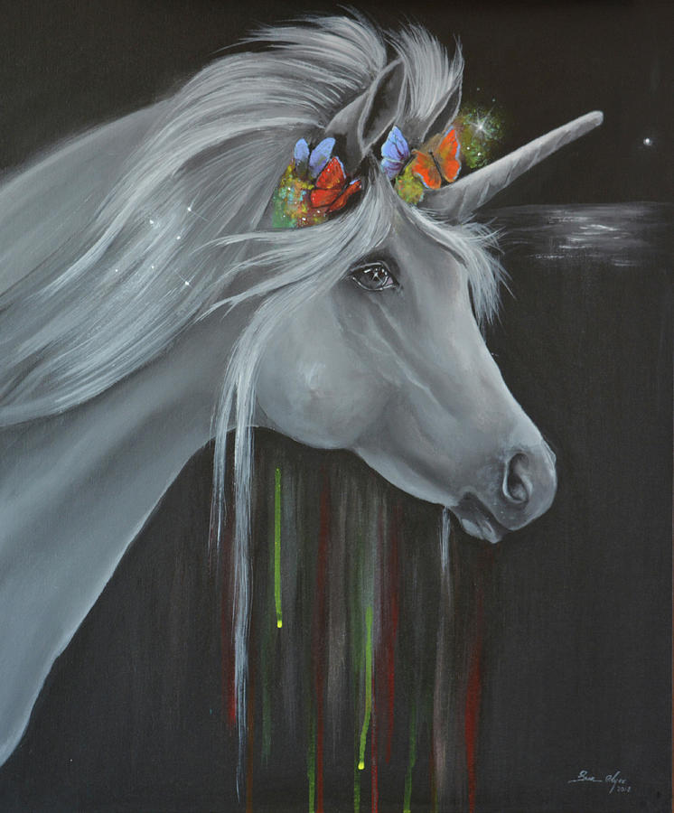 Horse Painting - White Darkness by Sue Clyne