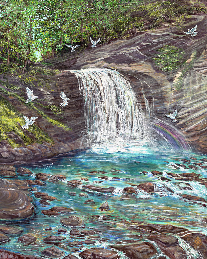 White Dove Falls Painting by Donna Yates