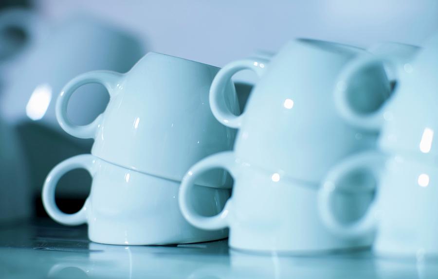White Espresso Cups In A Restaurant Photograph by Hatz, Ingolf