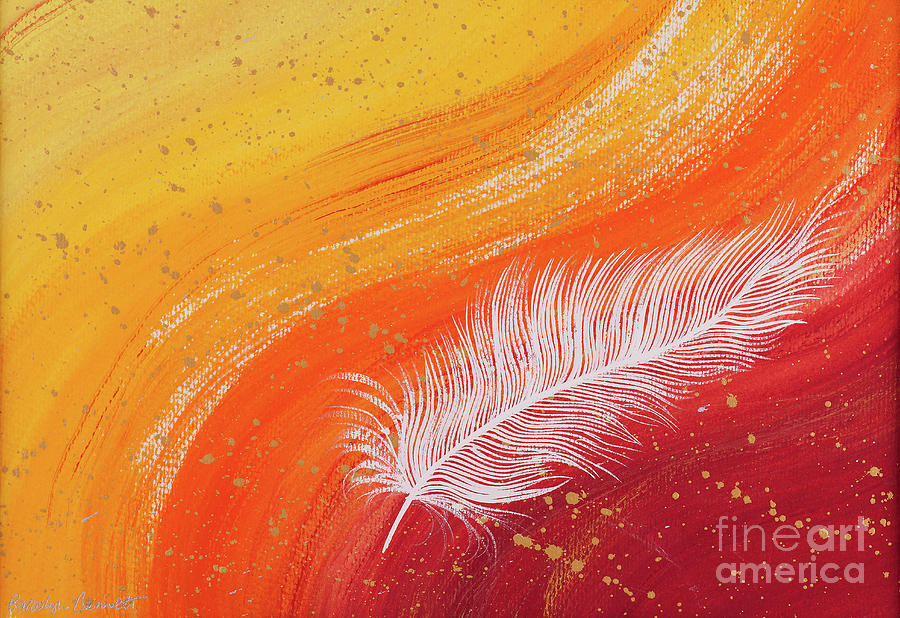 White spirit feather with orange wave Photograph by Simon Bratt