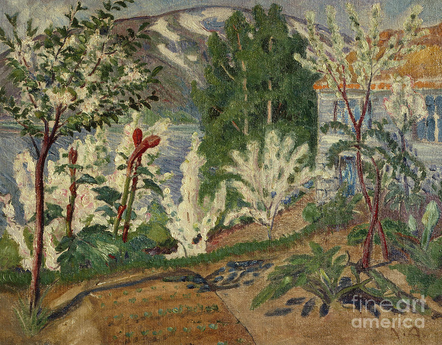 White Flowering By The Jolster Water Painting by Nikolai Astrup