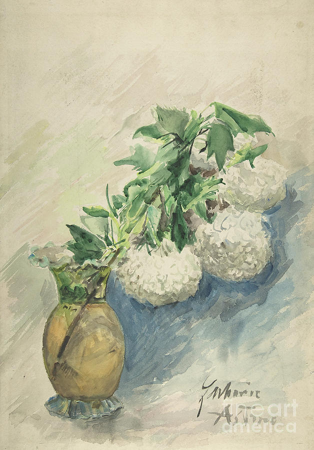 White Flowers In A Vase Drawing by Heritage Images