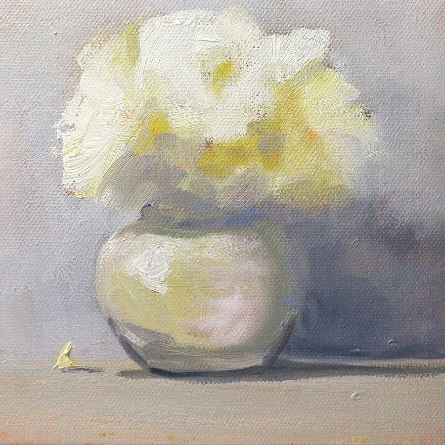 White Flowers Still Life Painting by Nancy Merkle