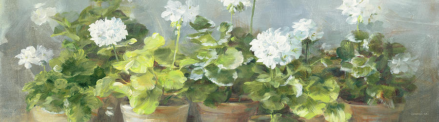 Flower Painting - White Geraniums V2 Crop by Danhui Nai