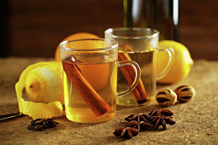 White Glhwein german Mulled Wine With Spices And Lemons Photograph by Lehmann, Herbert