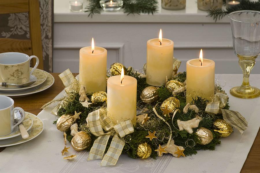 White Gold Advent Wreath From Chamaecyparis Photograph By Friedrich