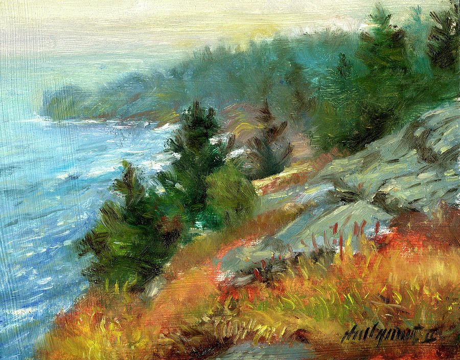 Coastal Landscape Painting - White Head, Monhegan Island, Maine by Hall Groat Ii