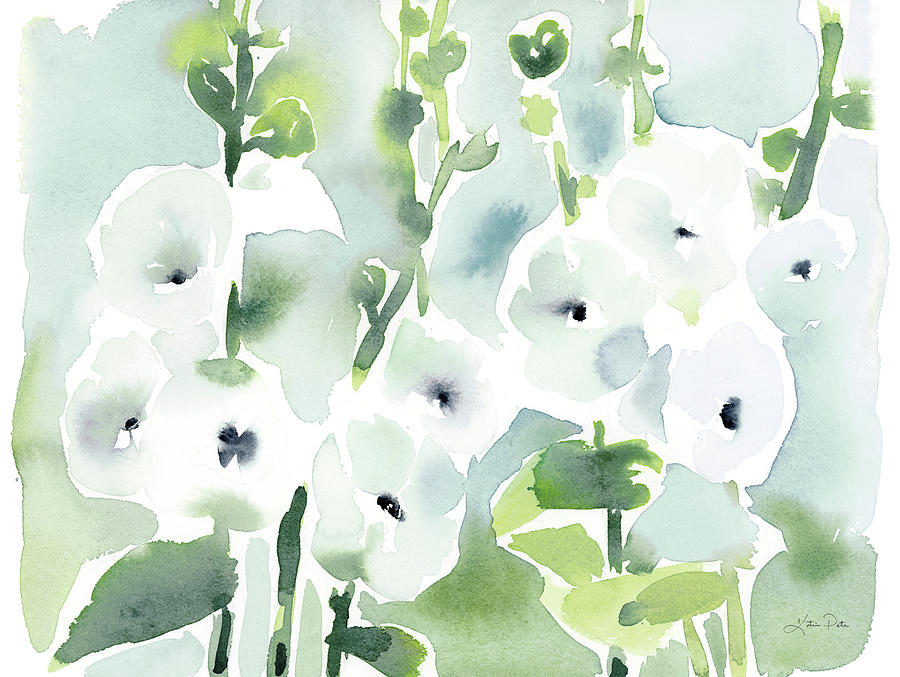 Flower Painting - White Hollyhocks by Katrina Pete