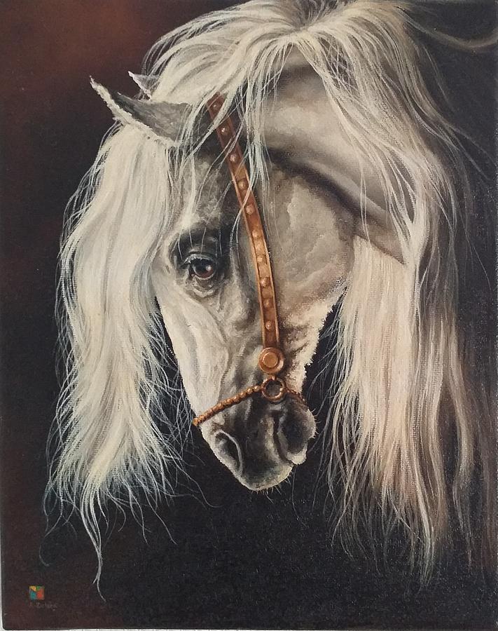 White Horse Head Painting by Robert Zietara Fine Art America