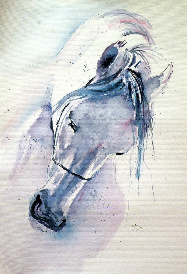 White horse Painting by Kovacs Anna Brigitta
