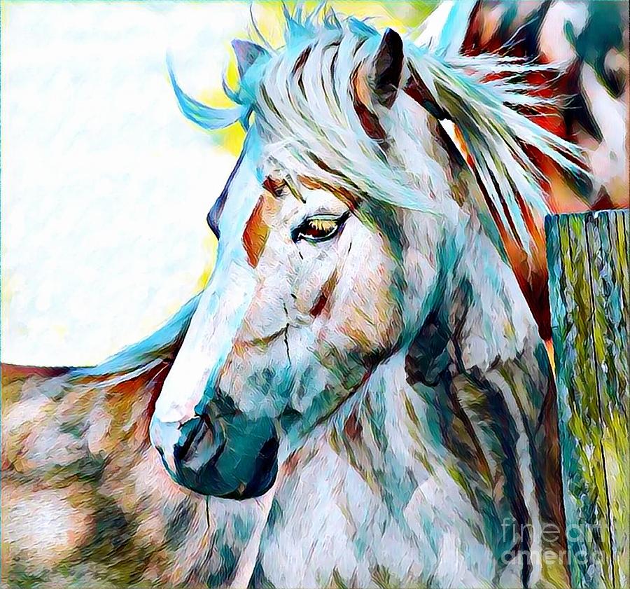White Horse Mixed Media by Rogue Art