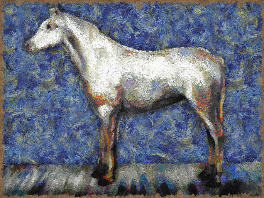 White Horse Digital Art by Ronald Bolokofsky