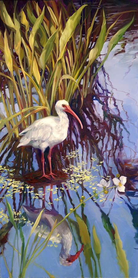 Ibis Painting - White Ibis left by Laurie Snow Hein