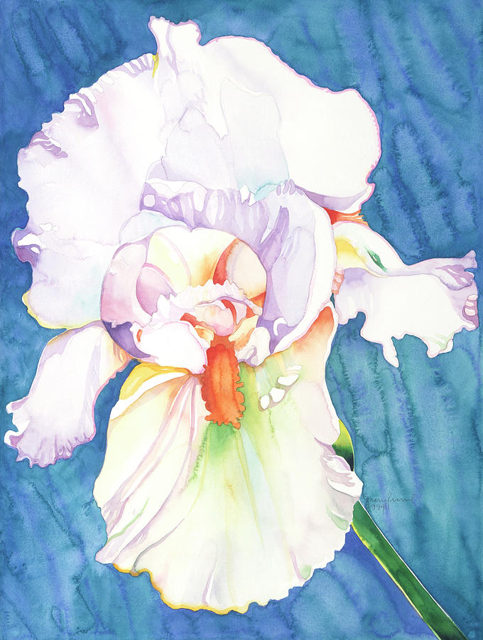 White Iris Painting - White Iris by Mary Russel