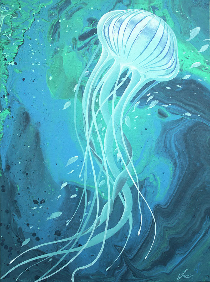 White Jellyfish Painting by William Love
