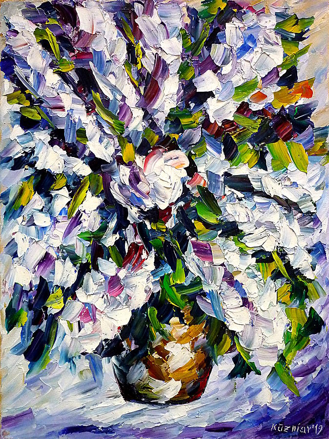 White Lilac Painting by Mirek Kuzniar