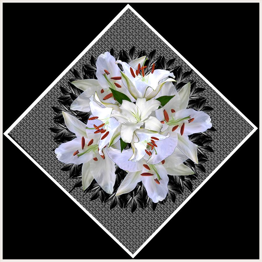 White Lily Bouquet Design for Pillows Digital Art by Delynn Addams