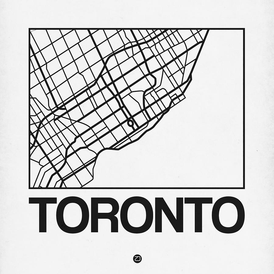 Map Digital Art - White Map of Toronto by Naxart Studio
