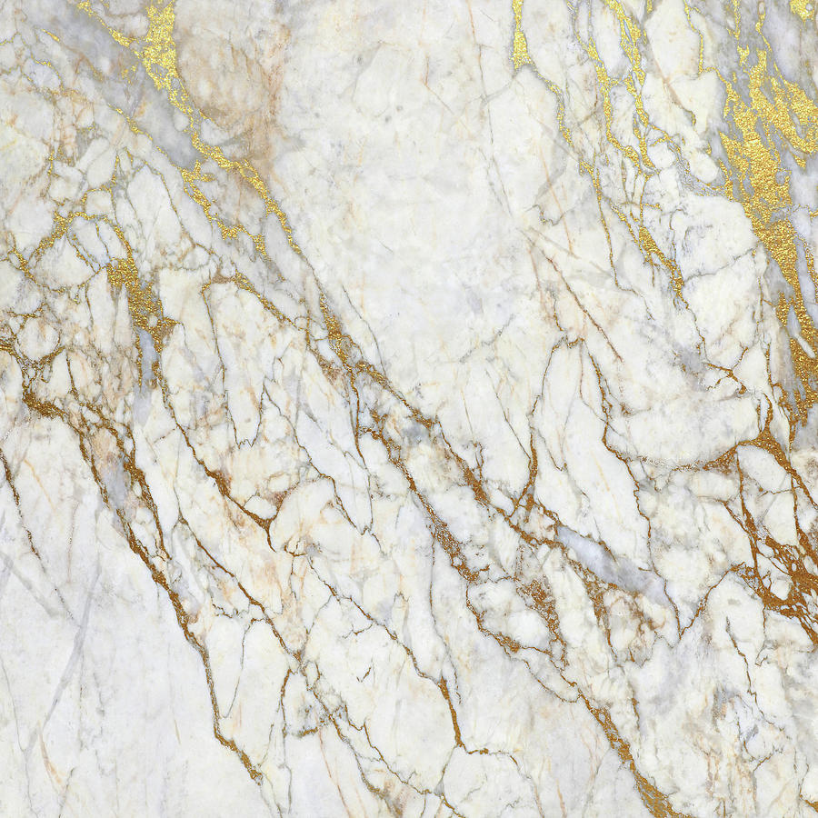 White Marble Gold glitter Digital Art by Freddy Abadie - Pixels