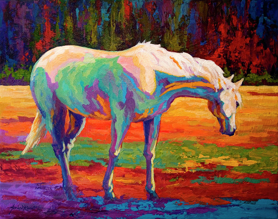 Animal Painting - White Mareii by Marion Rose
