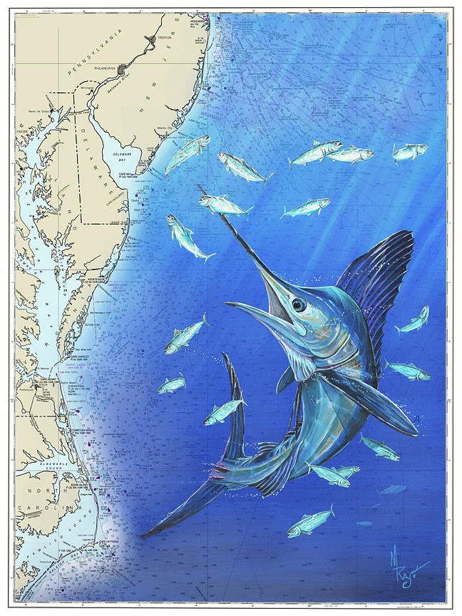 White Marlin Chart Painting by Mark Ray