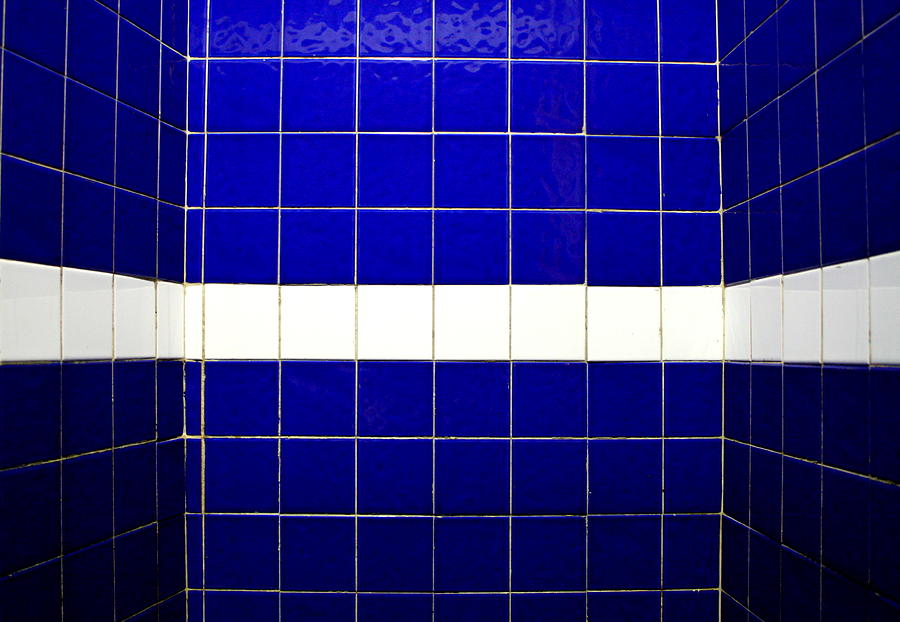 White On Blue Tile Photograph by Ti-rouge