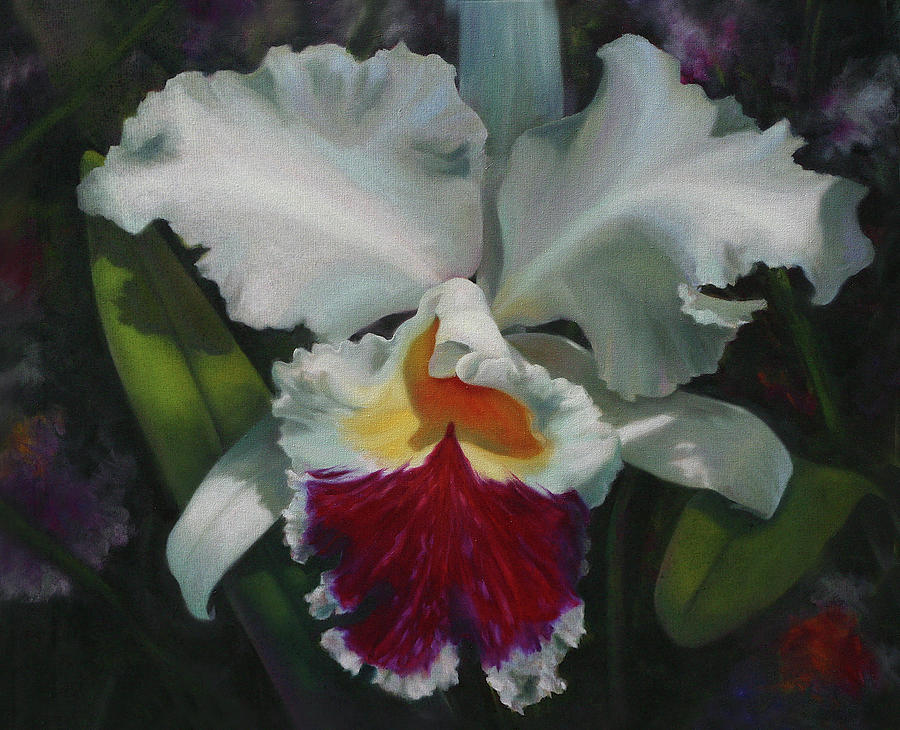 White Orchid Painting by Lynne Pittard