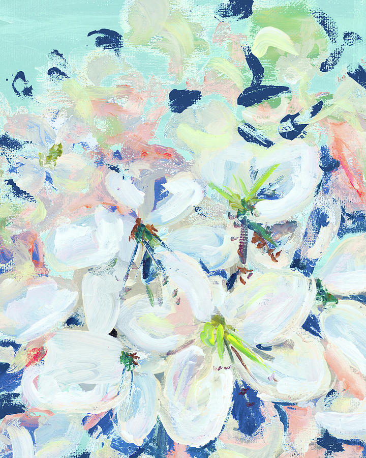 White Painting - White Orchids On Blue by Andy Beauchamp
