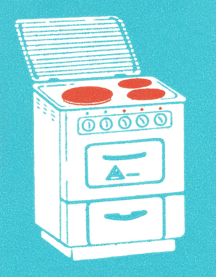 Vintage Drawing - White oven by CSA Images