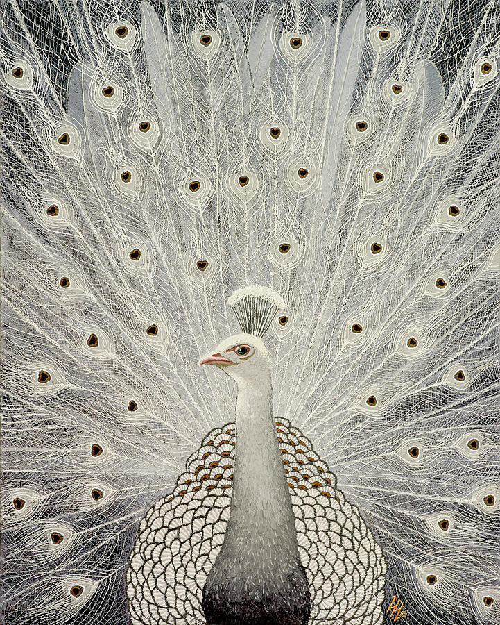 White Peacock Painting By Wil Cormier