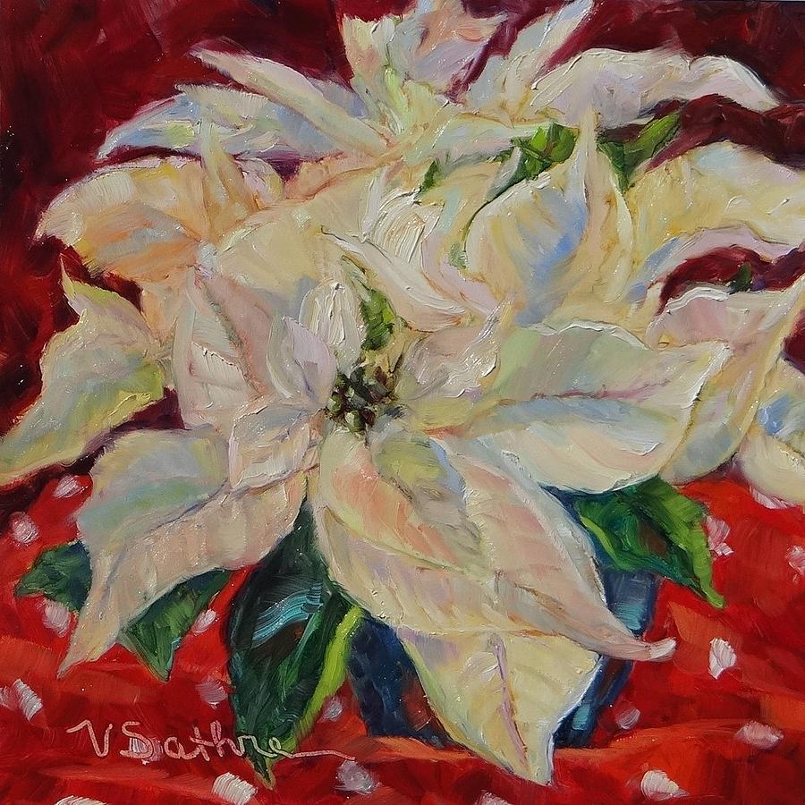 White Poinsettias Painting by Vivian Sathre - Pixels