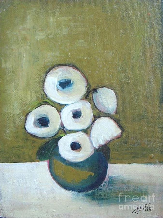 Flower Painting - White Poppies in Vase by Vesna Antic